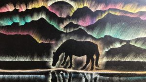 Рисование пастелью по трафарету