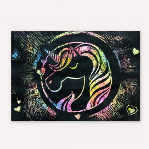 Шаблон «Граттаж единорог»